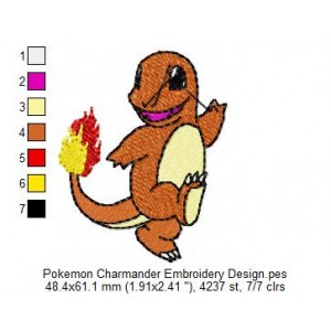 Pokemon Charmander Embroidery Design